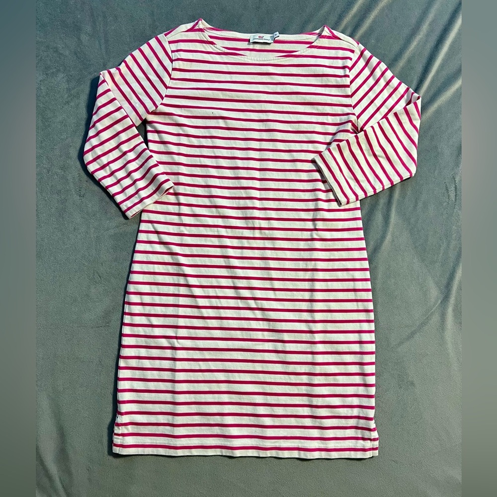 Vineyard Vines pink striped midi dress